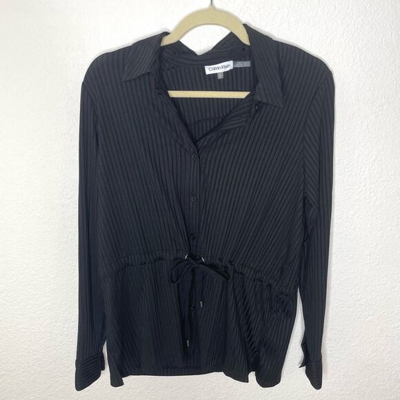 Calvin Klein Black Long Sleeve Button Down Top Women’s size Small - Picture 1 of 7
